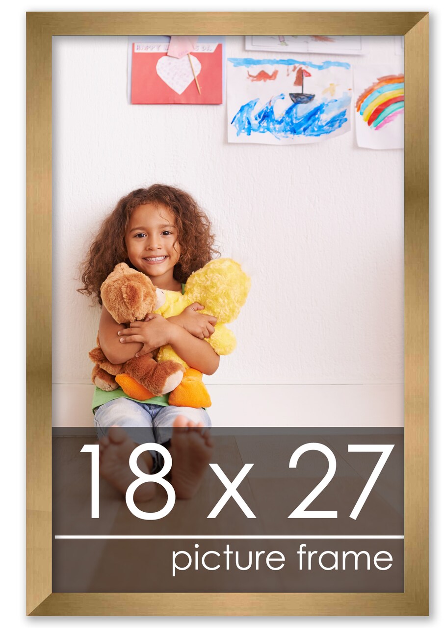 18x27 Solid Wood Picture Frame with UV-Resistant Acrylic & Acid-Free Backing, Available in 6 Finishes: Matte Black, Matte White, Metallic Bronze, Silver, Natural Wood Grain & Mahogany